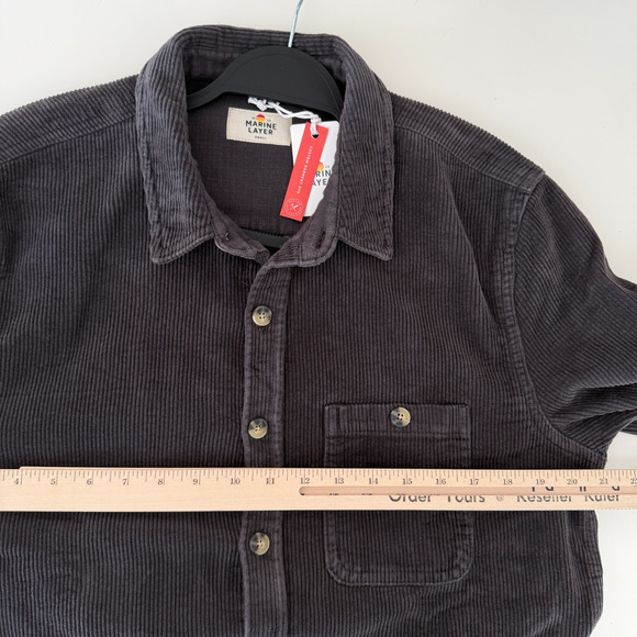 Marine Layer Shirt Mens Small Gray Max Broken In Corduroy Overshirt Shacket Gorp - Picture 9 of 12